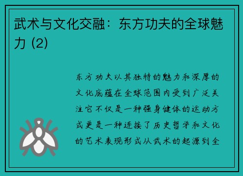 武术与文化交融：东方功夫的全球魅力 (2)